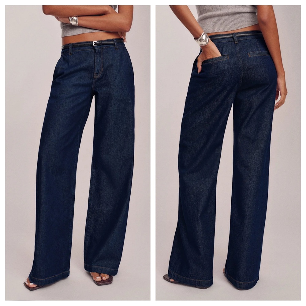 Reformation Elio Low Rise Denim Trouser Jeans Rigid Pant Wide Relaxed Leg